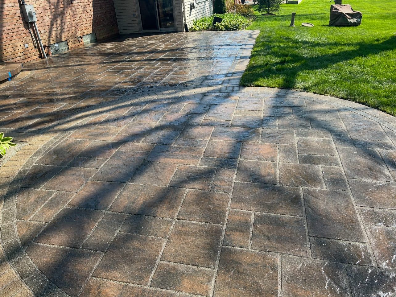 Restored circular paver patio in Birmingham